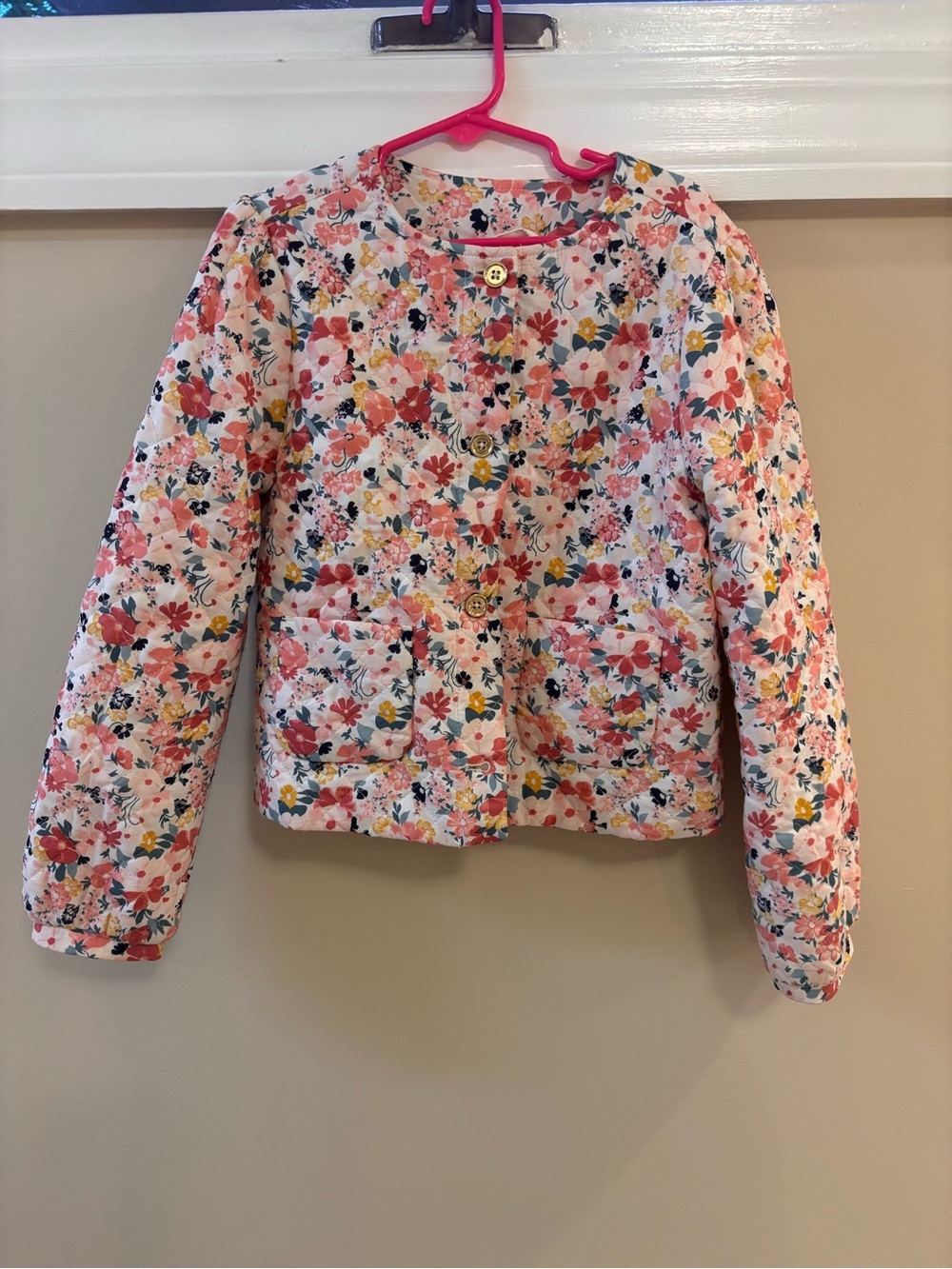 Janie and Jack Floral Quilted Jacket - Pink Multi